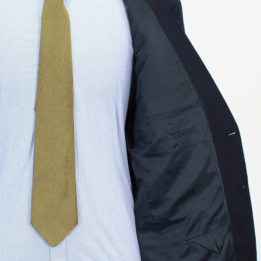 Statements 46L Navy Solid 2-Button Sport Coat Blazer Jacket B743